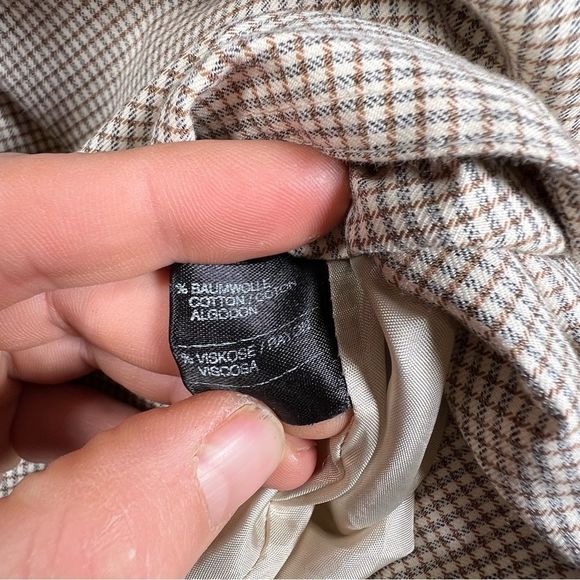 Vintage Kemper Long Brown Mini Check Trench Jacket with Matching Belt Size 34 - Picture 5 of 8